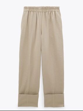 NWT Zara Khaki Cuffed Barrel Pants